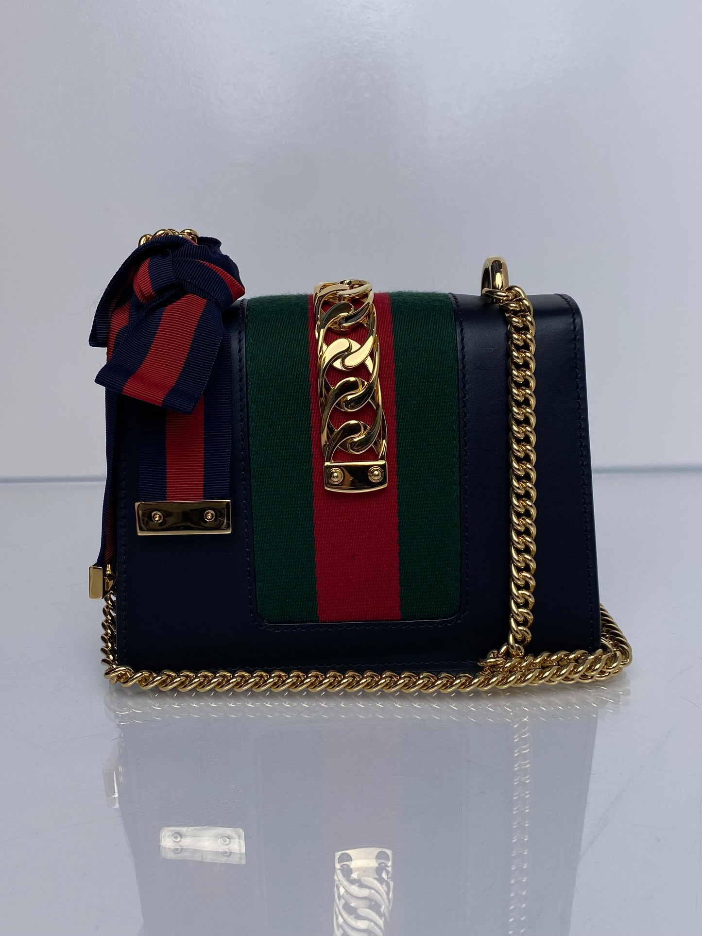 Gucci Black Webstripe Mini Sylvie Bag GHW