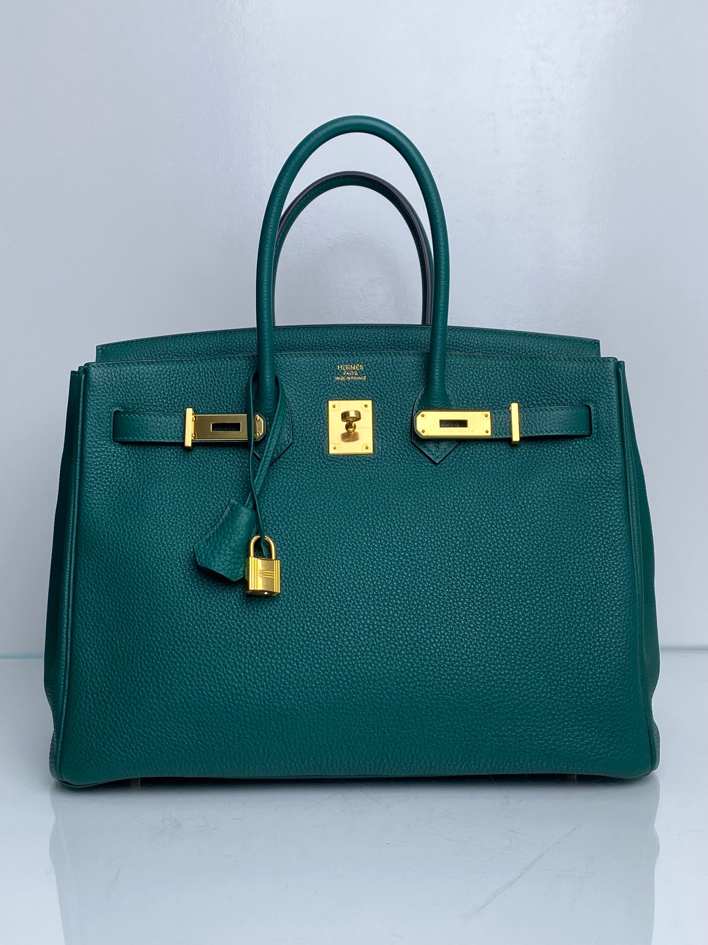 Hermes Birkin Malachite Togo GHW #Q