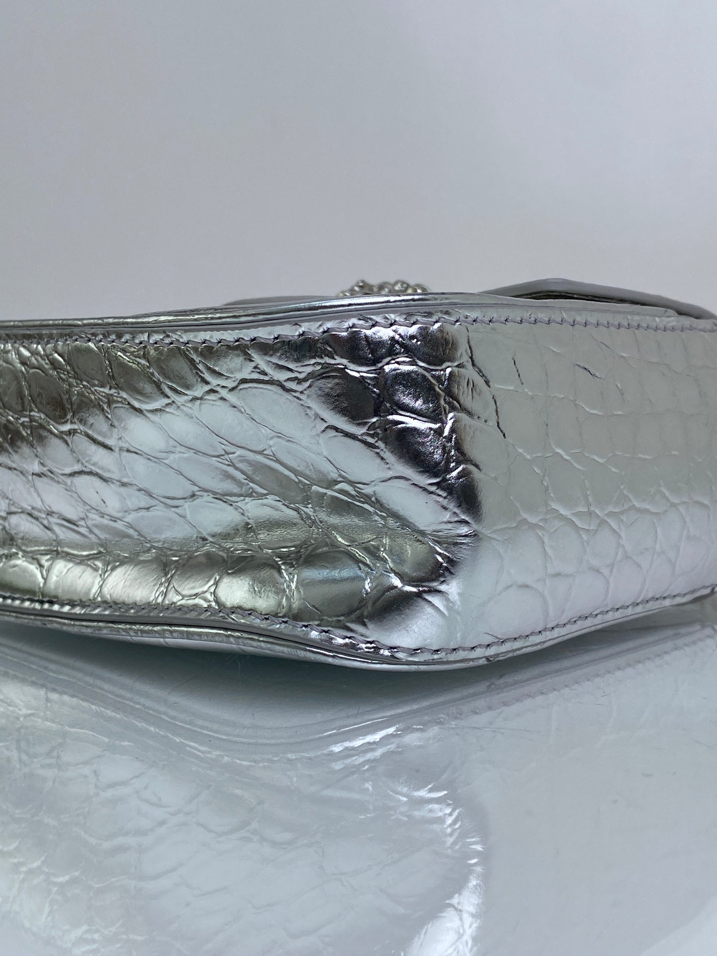 Versace Silver La Medusa Embossed Mini Top Handle Bag SHW