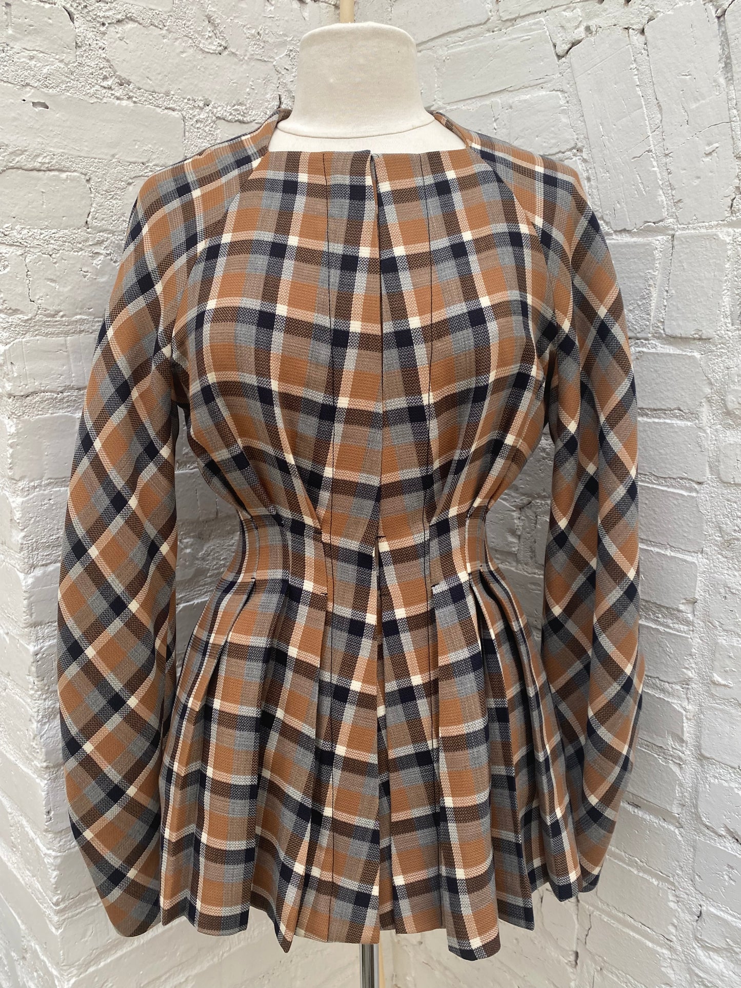 Christian Dior Brown, White, & Multicolor Tartan Jacket, 8