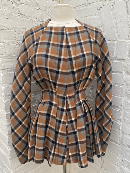 Christian Dior Brown, White, & Multicolor Tartan Jacket, 8