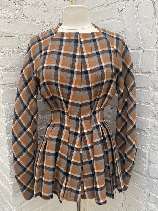 Christian Dior Brown, White, & Multicolor Tartan Jacket, 8