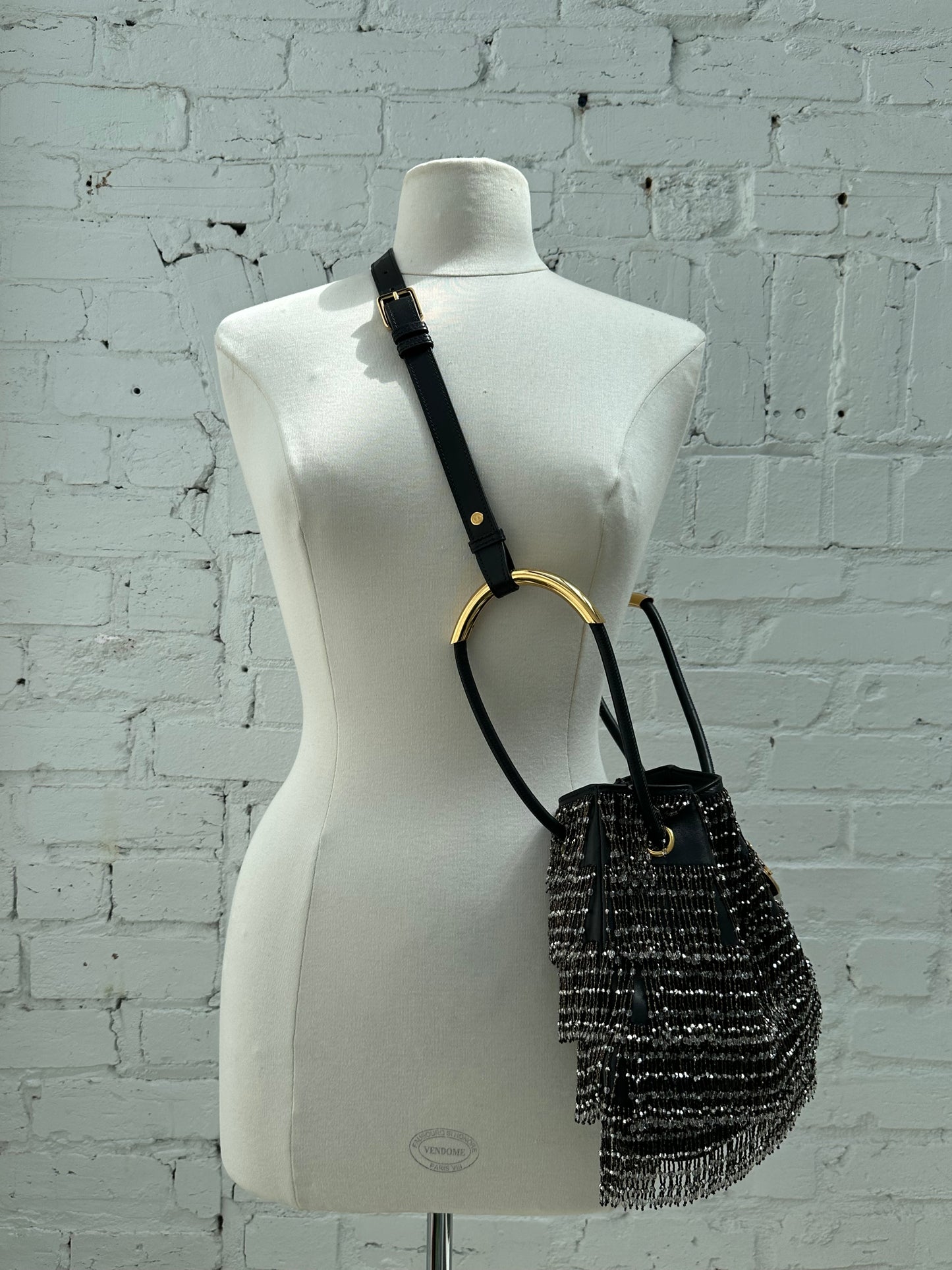 Dior Black & Crystal Tassel New Line A M Lambskin Bag GHW