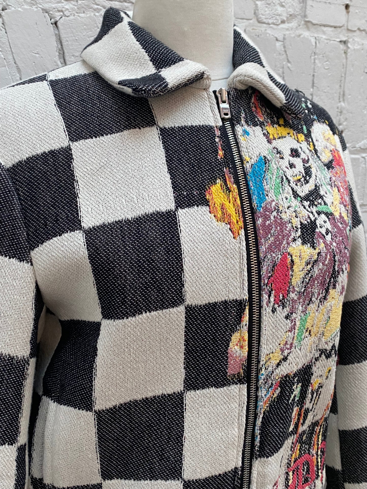 Amiri X Wes Lang Sacrifices White, Black, & Multicolor Checkered Jacket, S