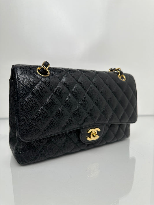 Chanel Black Medium Caviar Classic Double Flap GHW