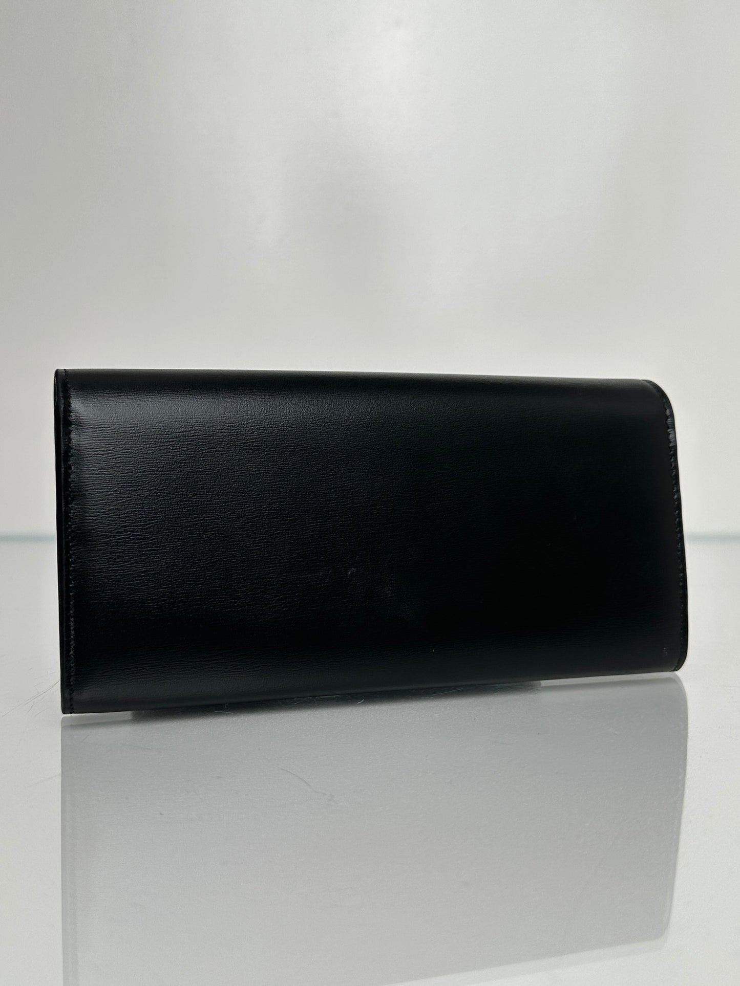 Celine Black Shiny Calfskin Large Triomphe Wallet GHW