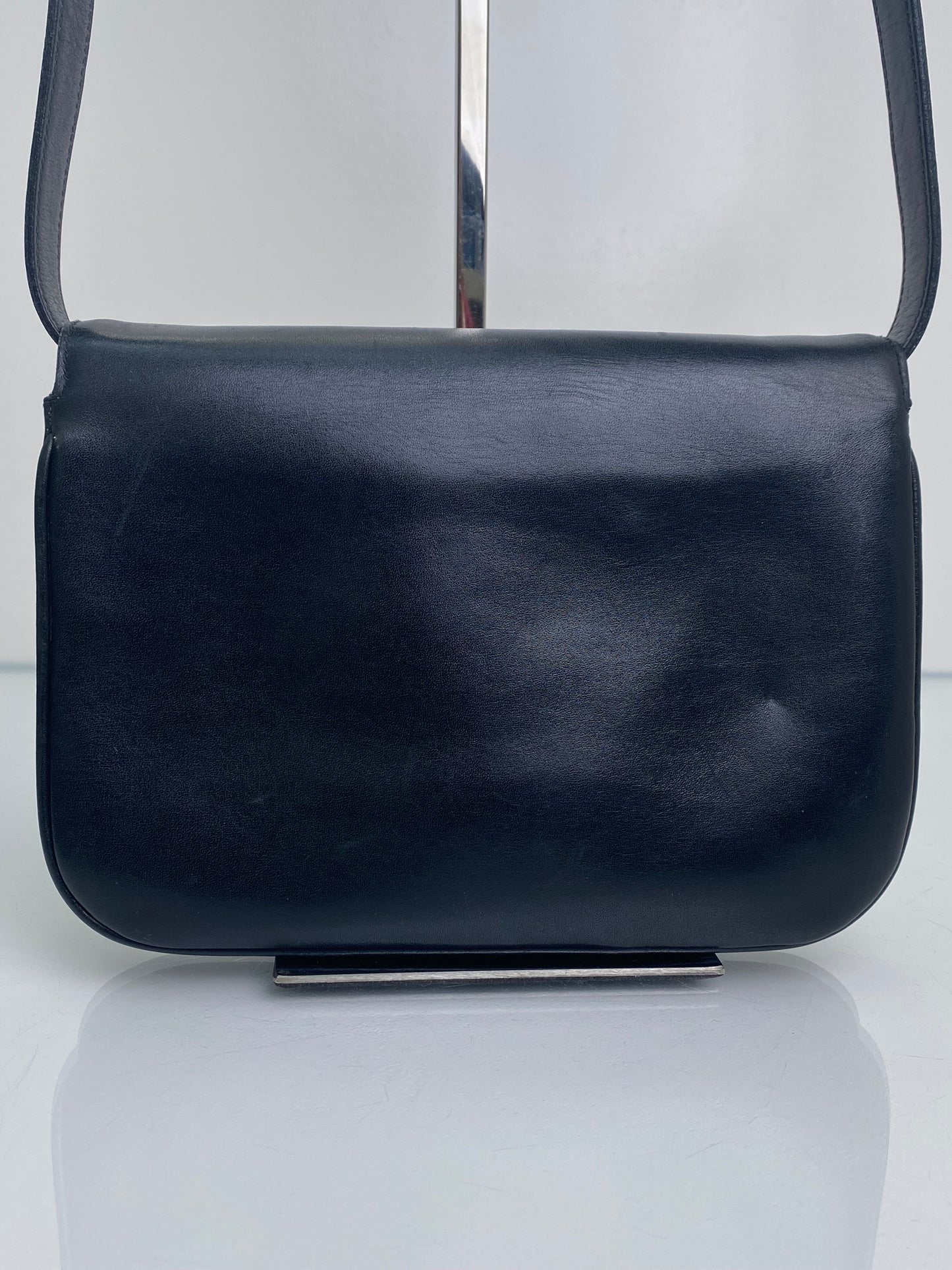 Celine Vintage Black Calfskin Leather Shoulder Bag GHW
