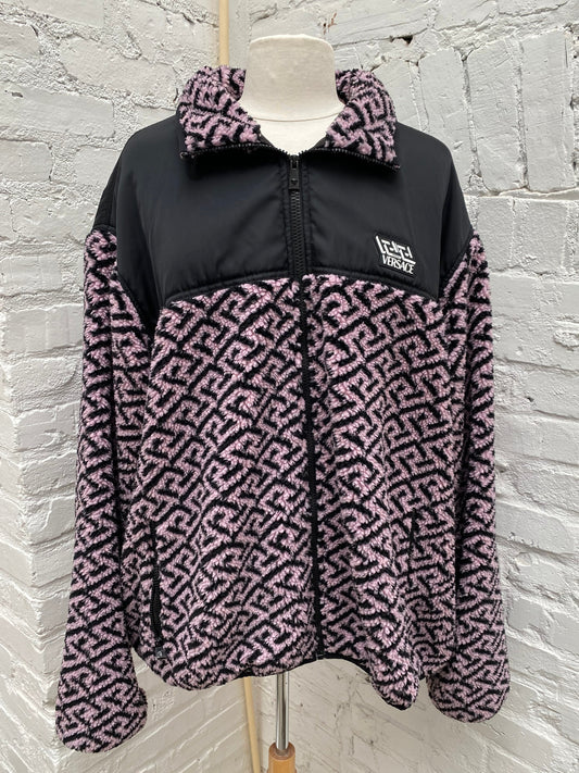 Versace Pink & Black Sherpa Pullover, 58