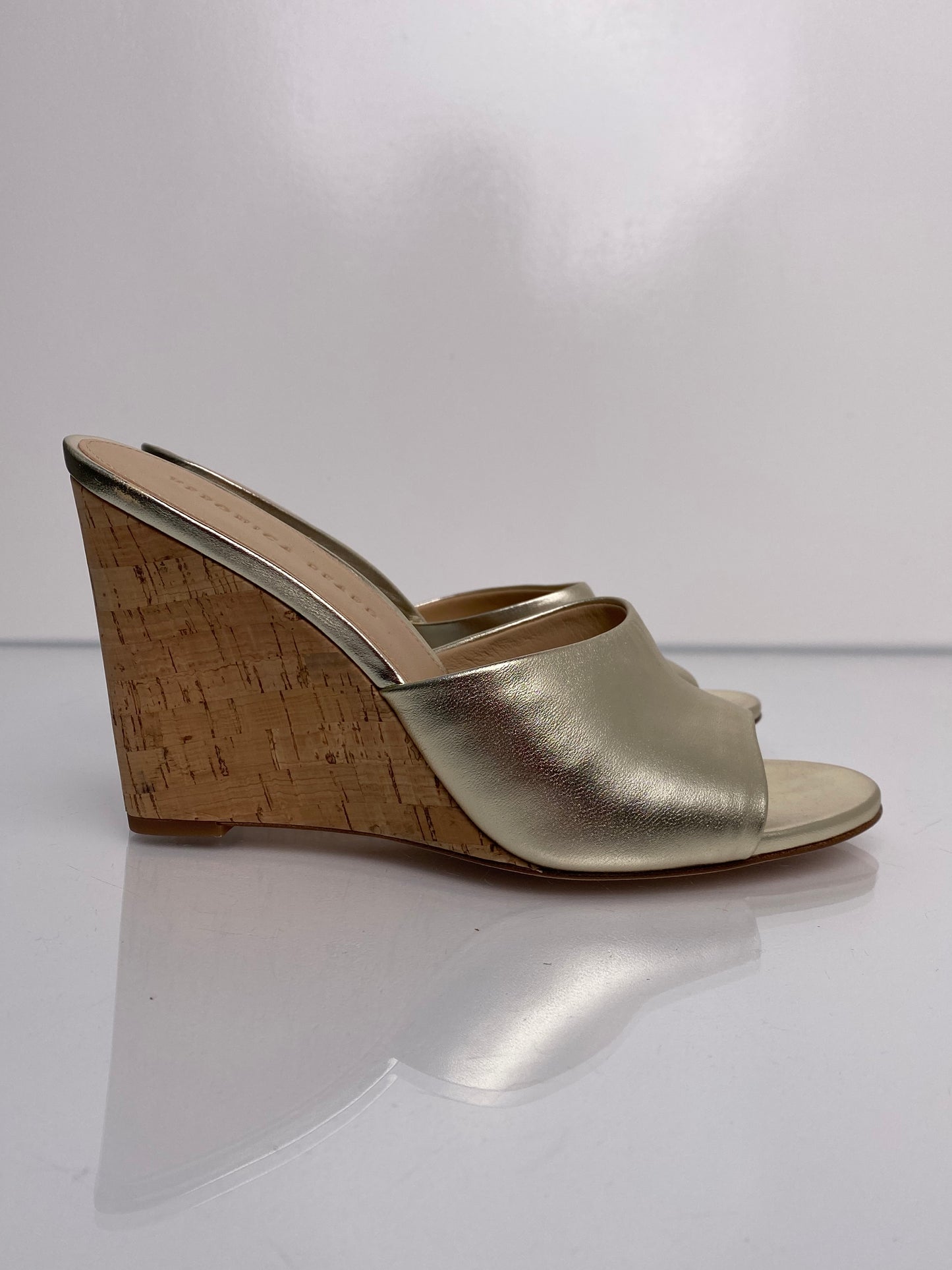 Veronica Beard Gold Cork Wedges, 10