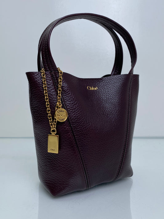 Chloe Perfect Plum Grained Small Spin Tote Bag GHW