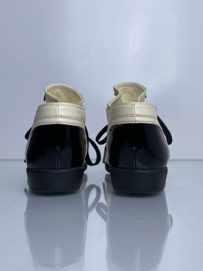 Chanel Black & Cream Patent & Lambskin CC Cap Toe Sneakers, 40