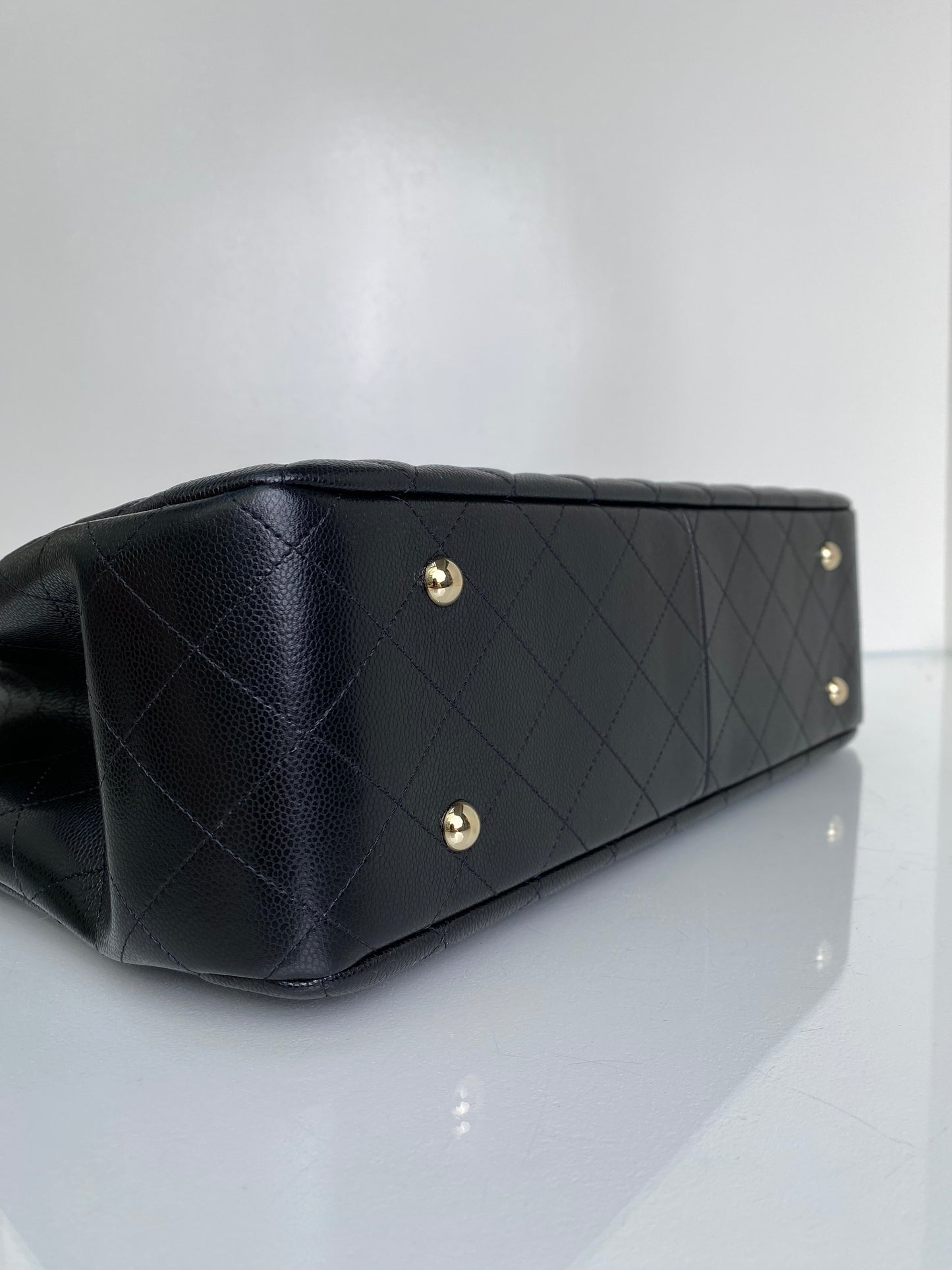 Chanel Black Quilted Caviar Classic CC Shopping Tote Bag GHW