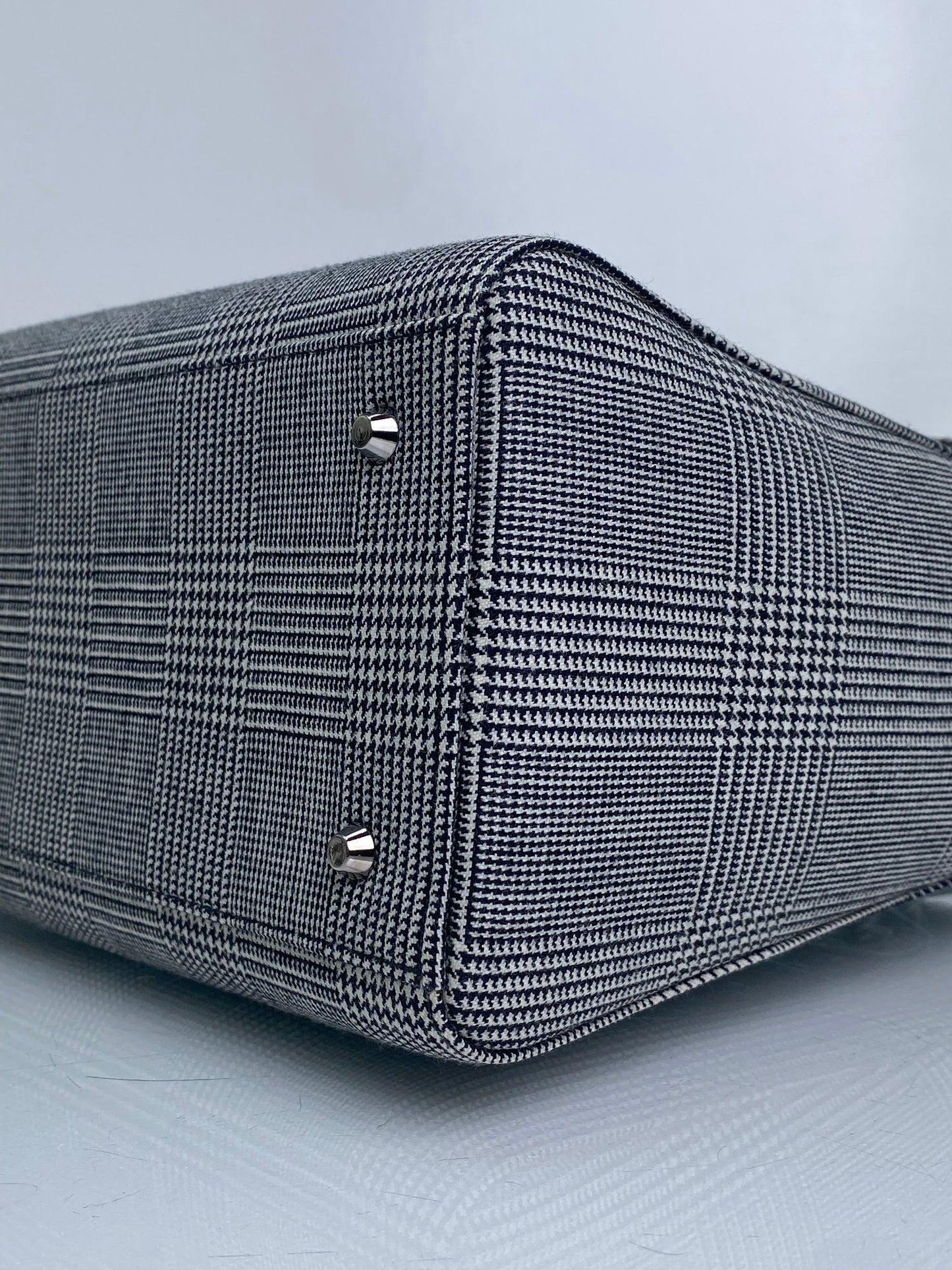 Christian Dior Grey Houndstooth & Black Patent Lady Dior Bag SHW