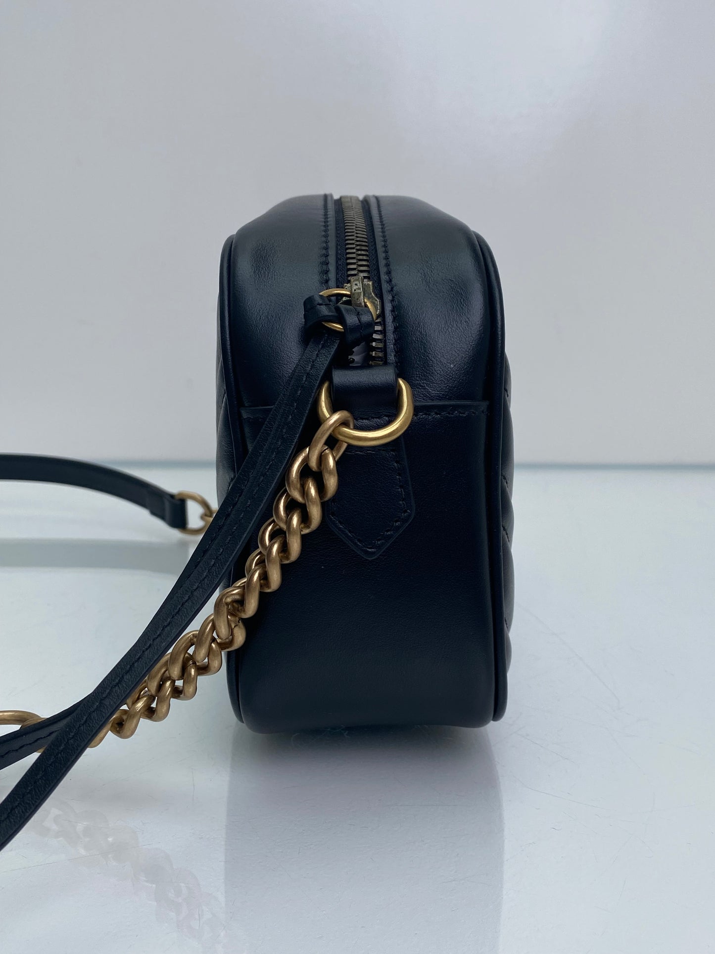 Gucci Marmont Black Large Camera Bag GHW