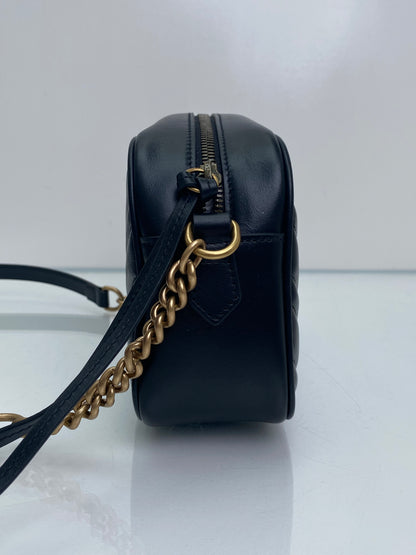 Gucci Marmont Black Large Camera Bag GHW