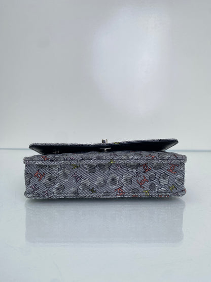 Chanel Grey & Multi Canvas CC Cloud Wallet On Chain Bag SHW