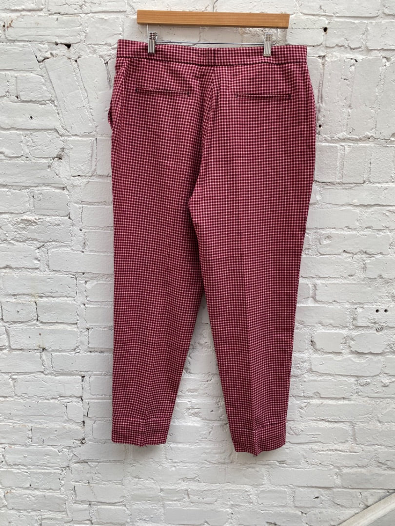 Fendi Red Plaid & Sequin Top & Pants Set, Size 42