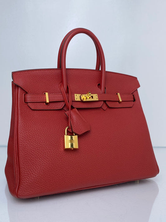 Hermes Birkin 25 Rouge Vif Togo GHW #D