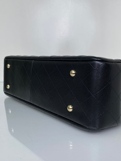 Chanel Black Quilted Caviar Classic CC Shopping Tote Bag GHW