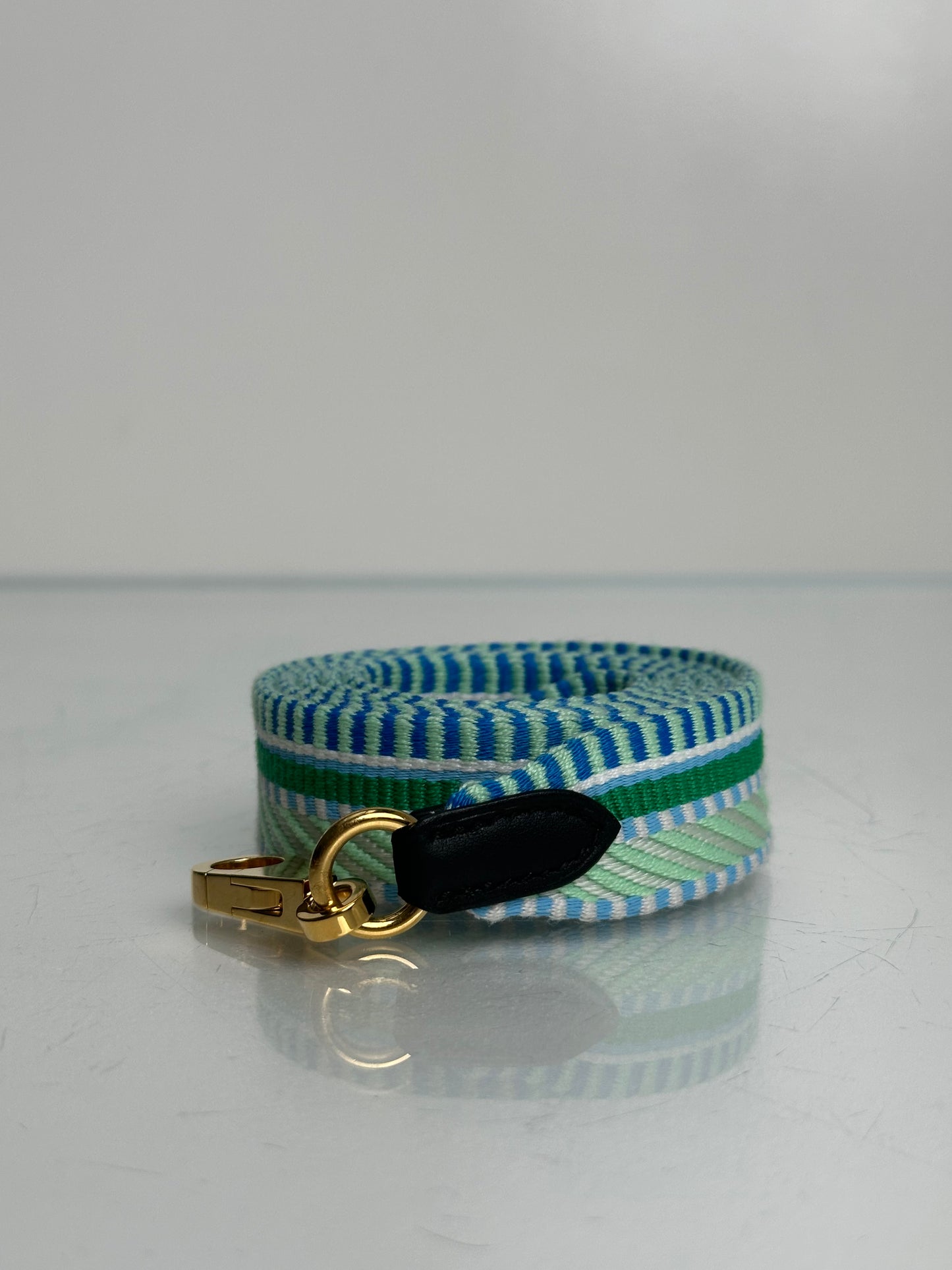Hermes Teal & White Sangle Strap GHW