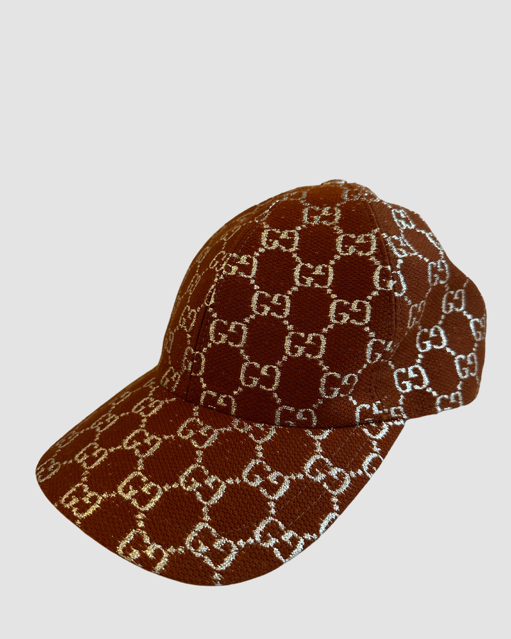 Gucci Burnt Orange & Silver Logo Baseball Hat