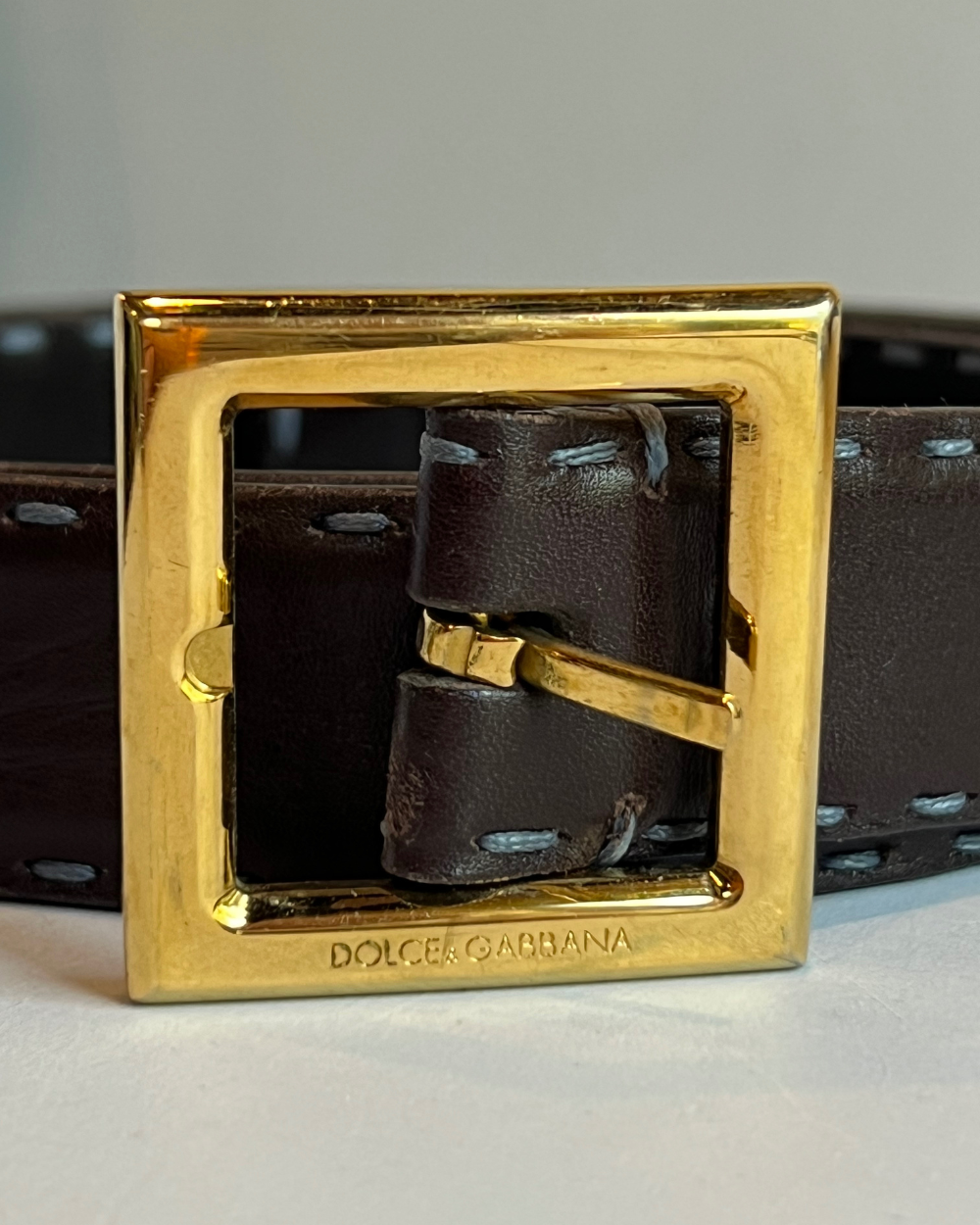 Dolce & Gabbana Brown Stitched Leather belt, 100