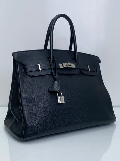 Hermes Birkin 35 Noir Clemence PHW #G