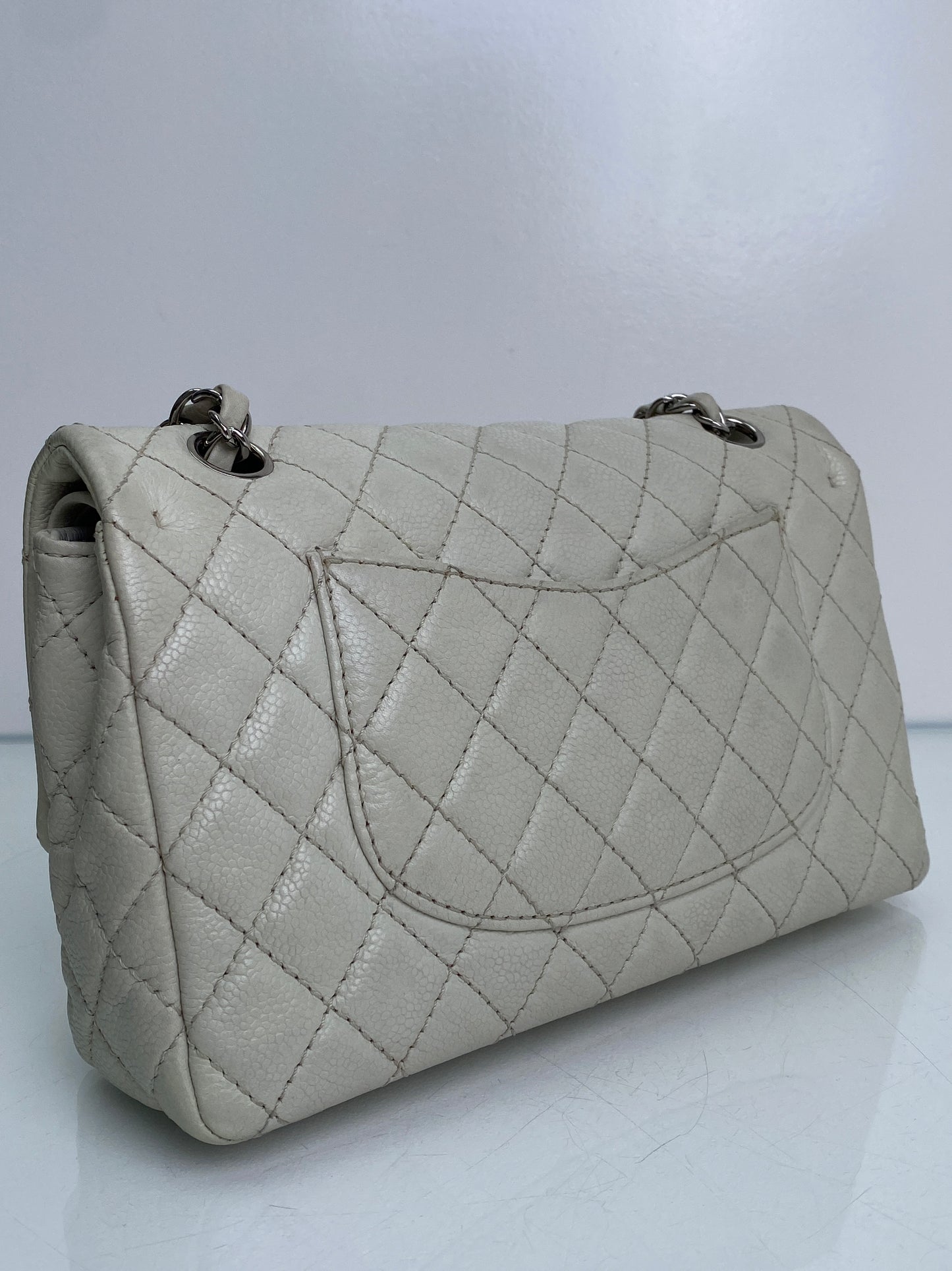 Chanel Ivory Medium Caviar Classic Double Flap SHW