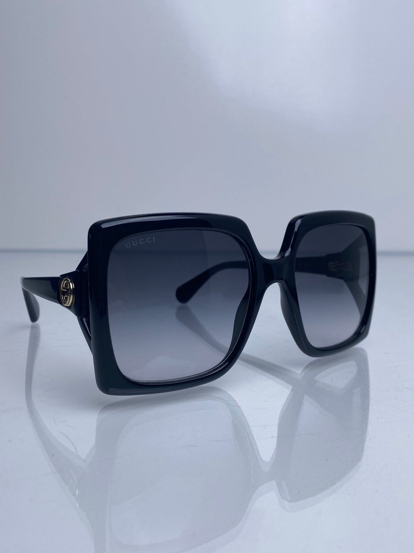 Gucci Black Square GG Oversized Sunglasses GHW