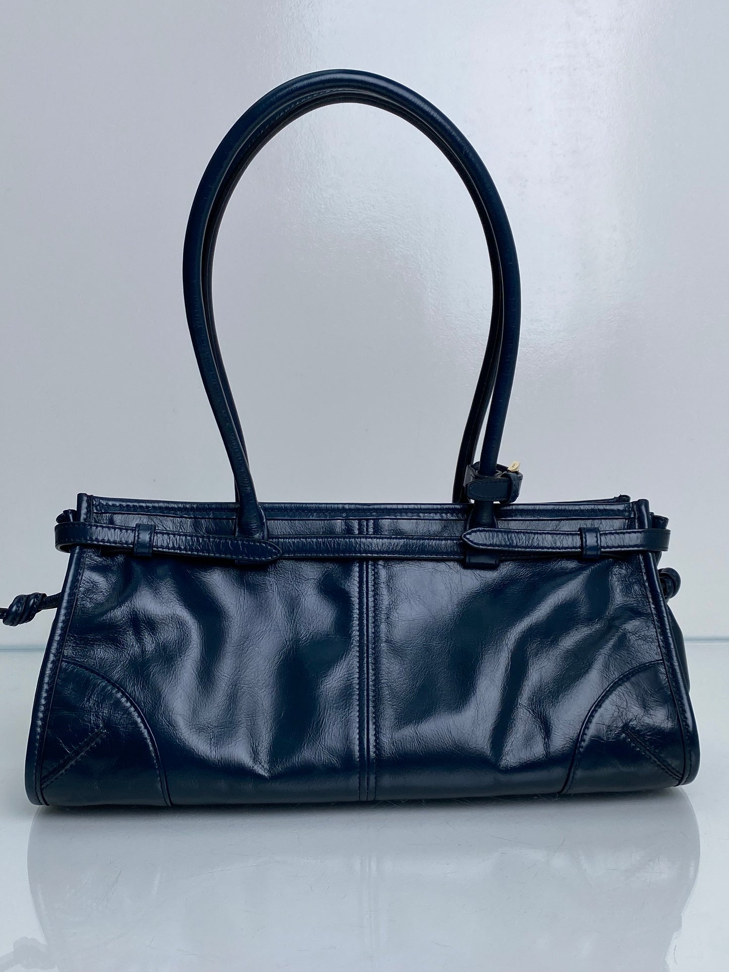 Prada Teal Bonnie Leather Shoulder Bag GHW