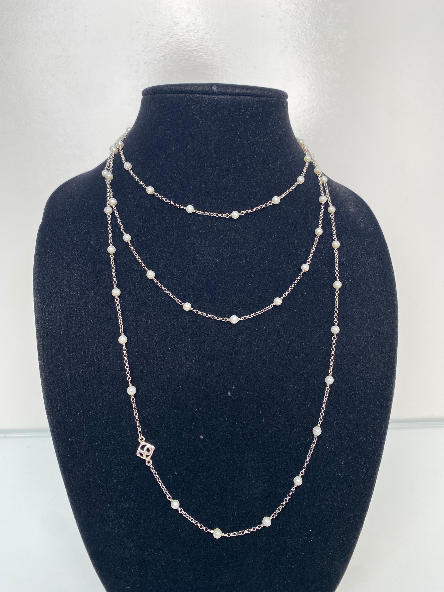 David Yurman Silver & Pearl Long Necklace