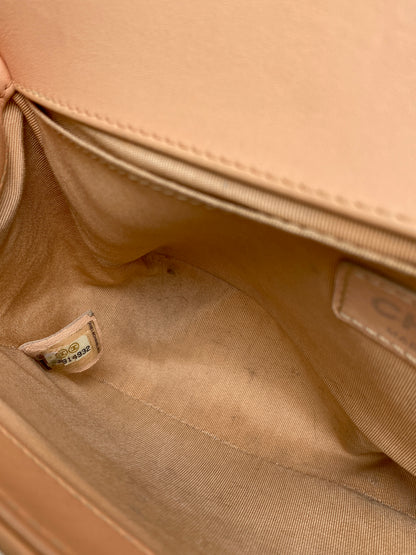 Chanel Medium Boy Bag Beige Stitched Chevron RHW #23