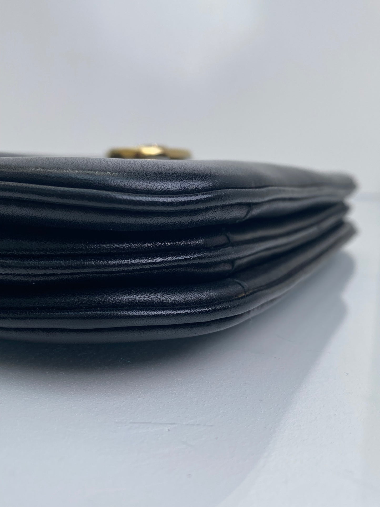 Celine Vintage Black Calfskin Leather Shoulder Bag GHW