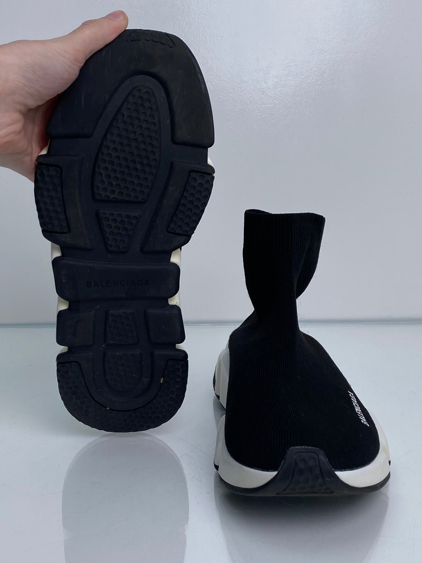 Balenciaga Black Speed Recycled Knit Sneakers, 9