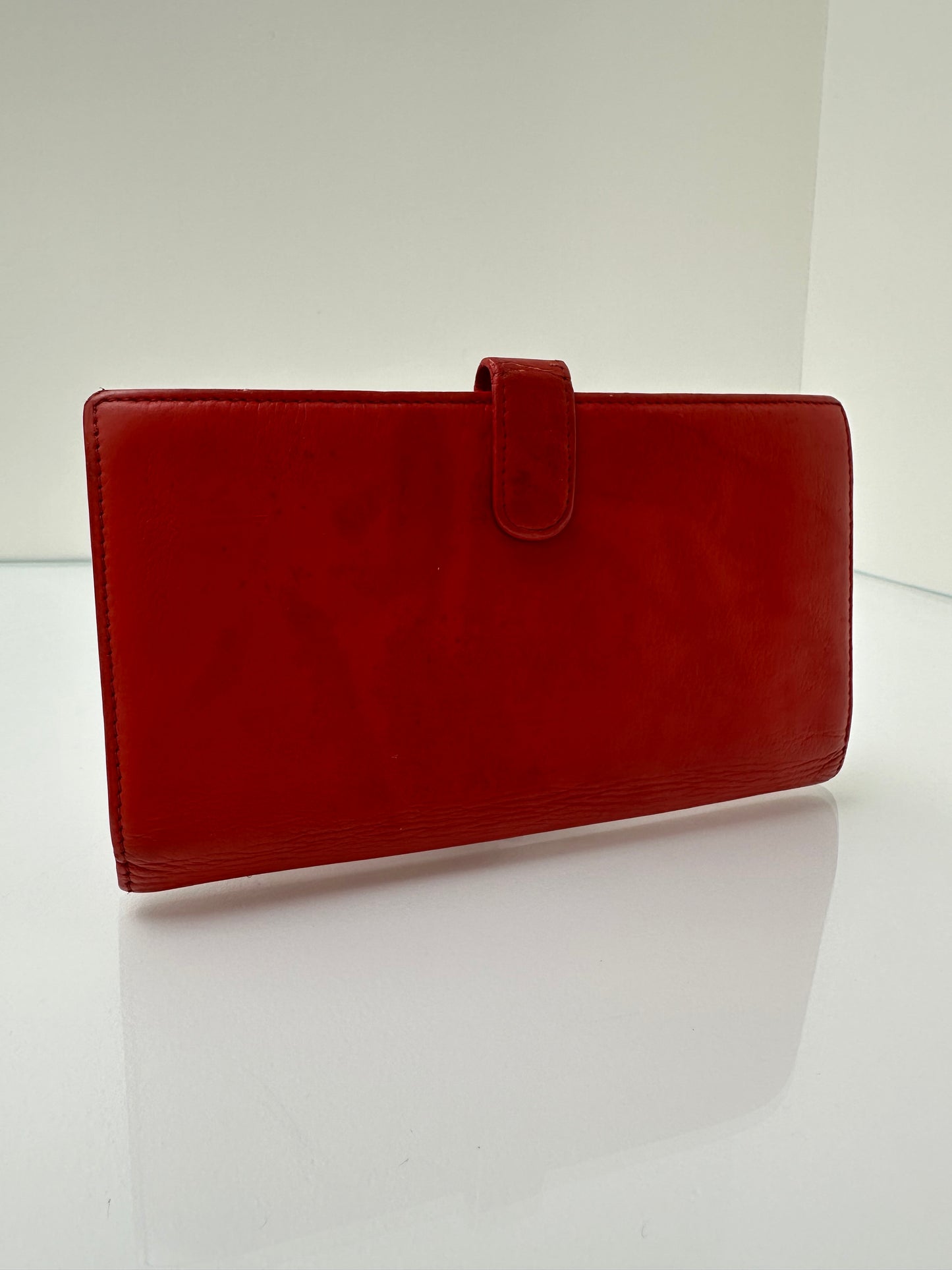 Chanel Red Vintage Camellia Long Wallet