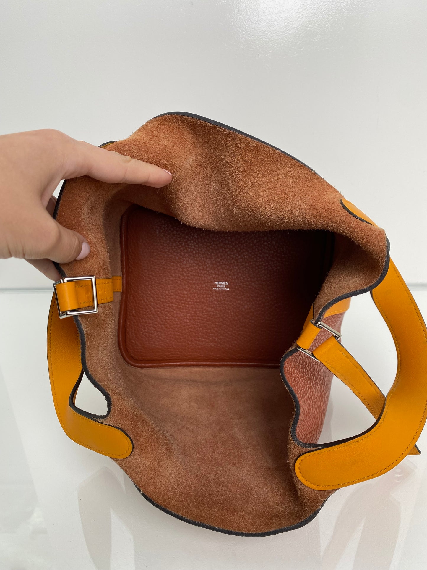 Hermes Picotin MM Cuivre / Jaune D'or Clemence PHW #X