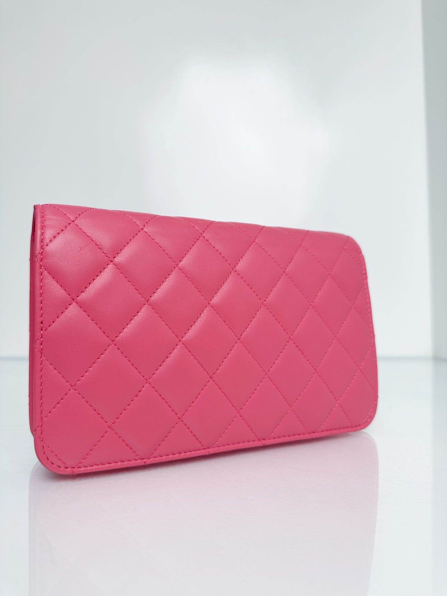 Chanel Pink Lambskin Cambon Wallet on Chain SHW