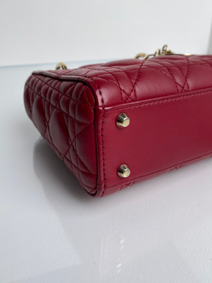 Dior Burgundy Mini Lady Dior Bag GHW