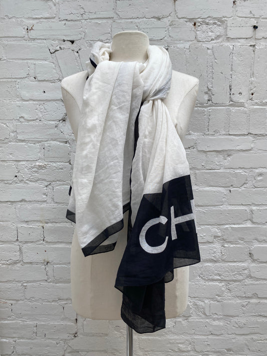 Chanel Black/White Logo XL Scarf