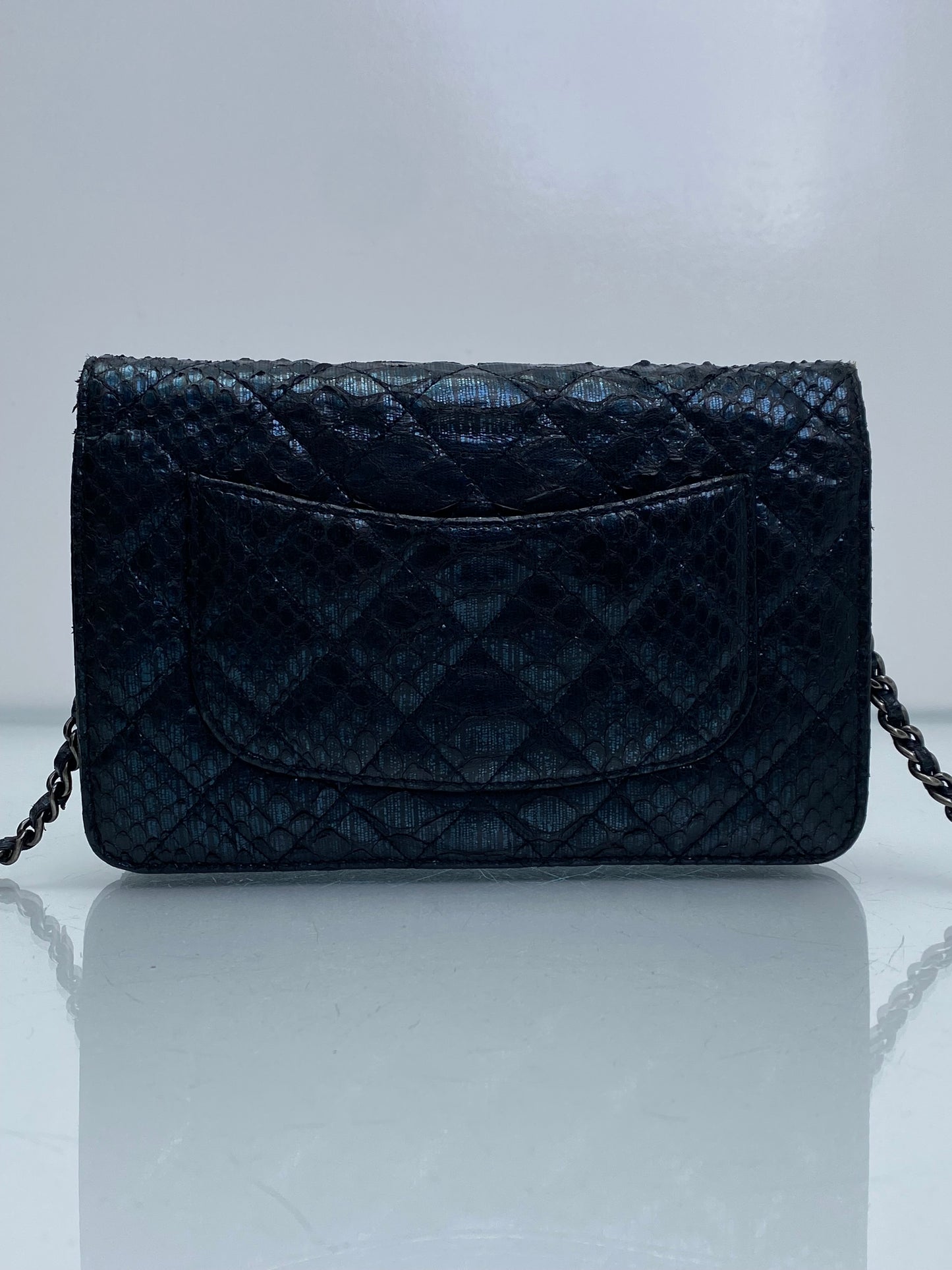 Chanel Reissue Black & Blue Python Wallet On Chain RHW