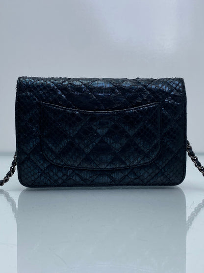 Chanel Reissue Black & Blue Python Wallet On Chain RHW