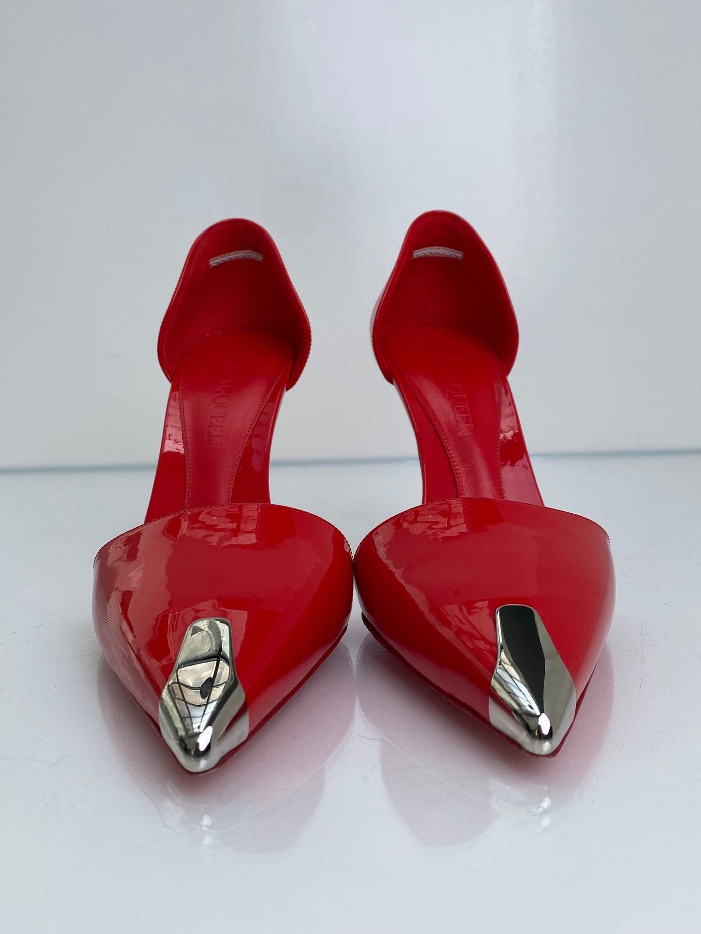 Alexander McQueen Red Patent & Silver Pump Heels, 39.5