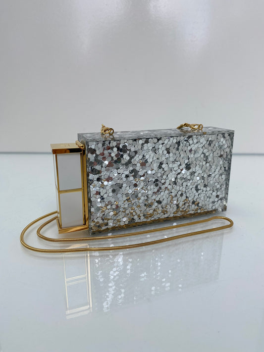 Tom Ford Silver Sequin Lipstick Clutch GHW