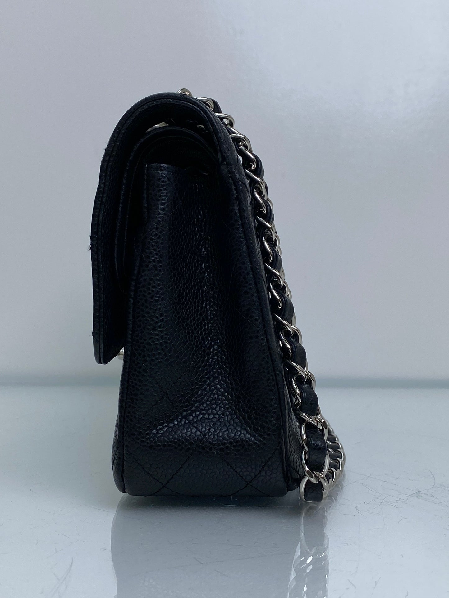 Chanel Black Caviar Classic Double Flap Medium Bag SHW #12