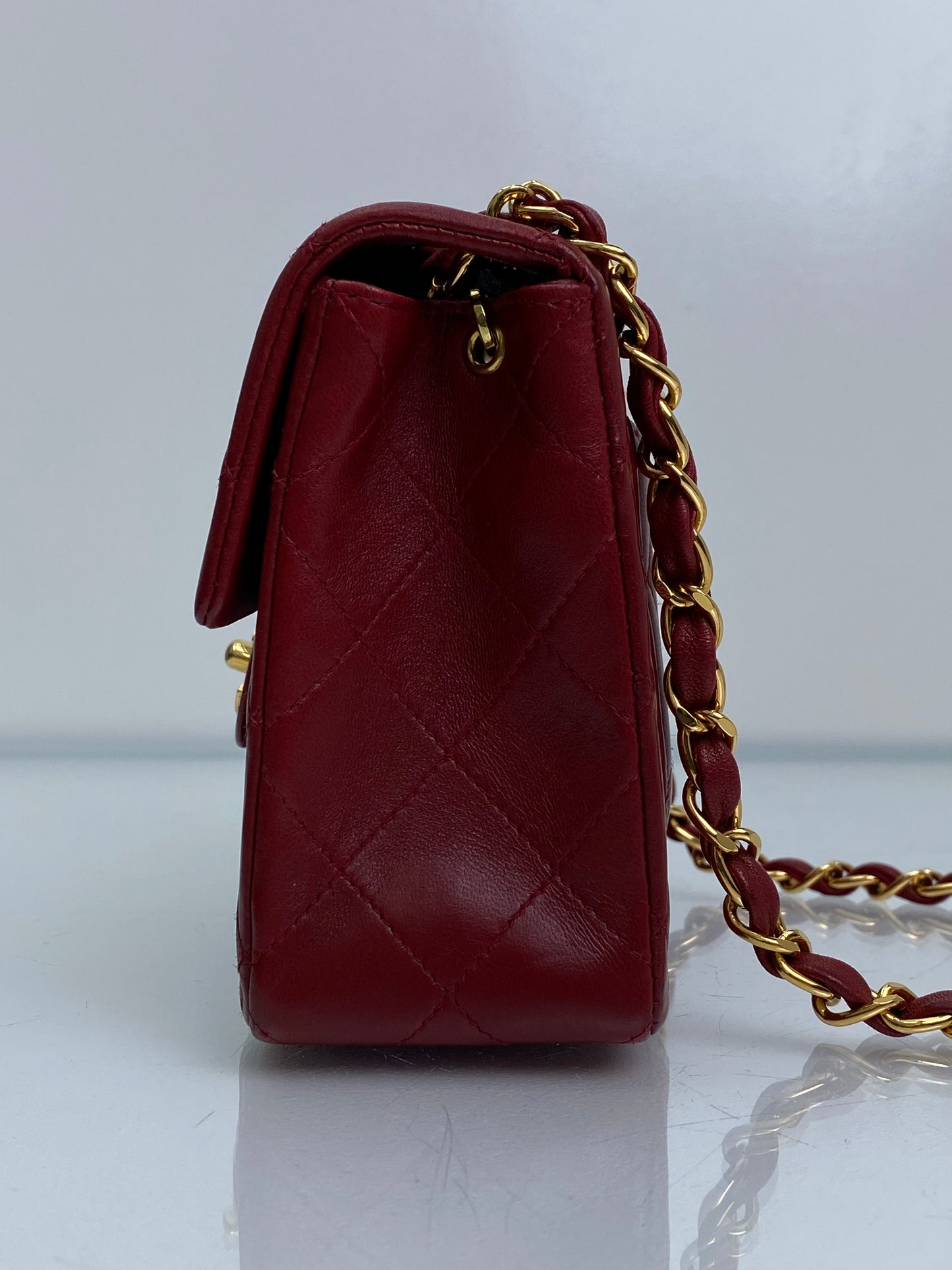 Chanel Bordeaux Red Classic Vintage Lambskin Mini Square Bag GHW #54