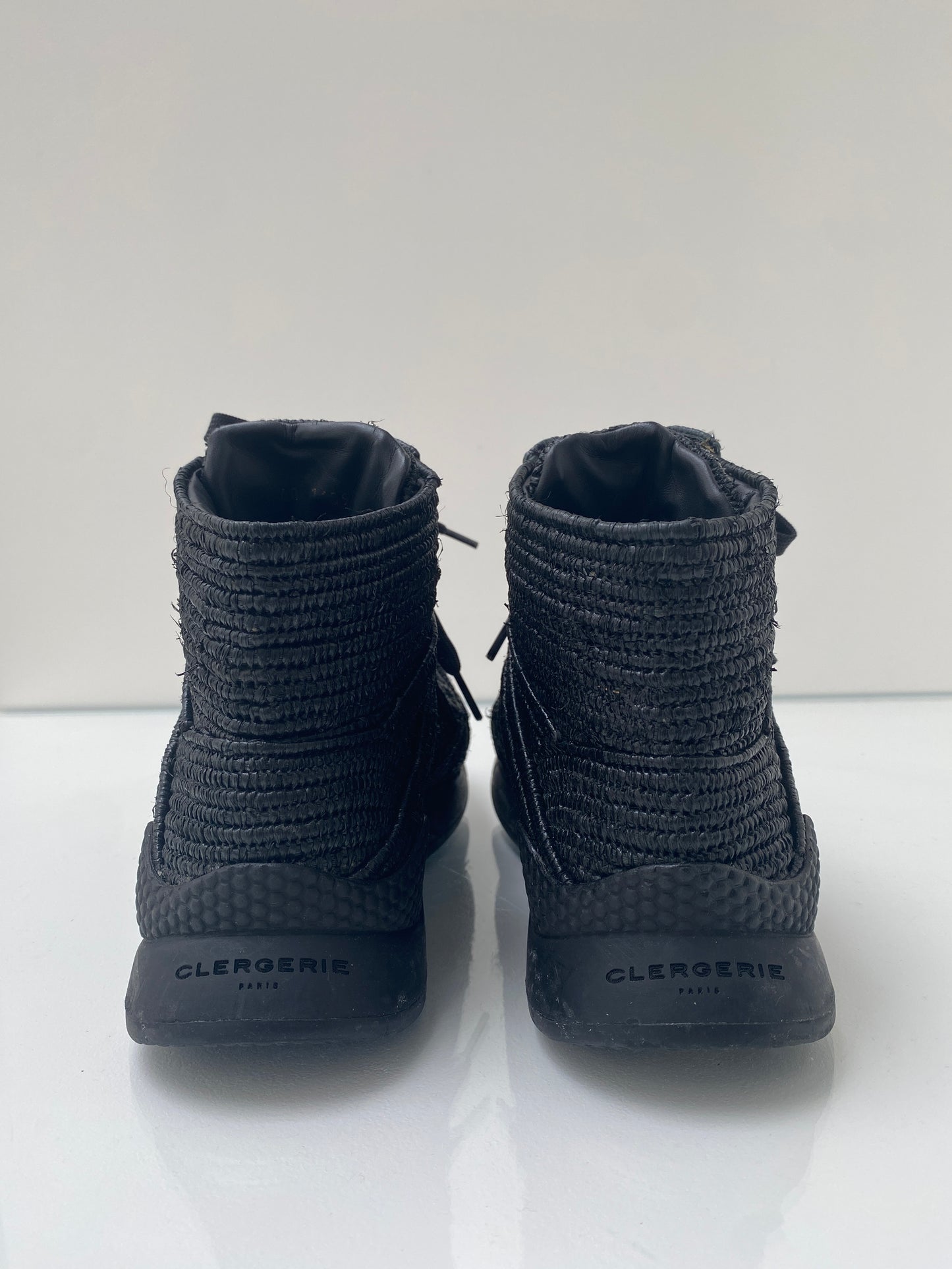 Clergerie Black Raffia Sneakers, 40