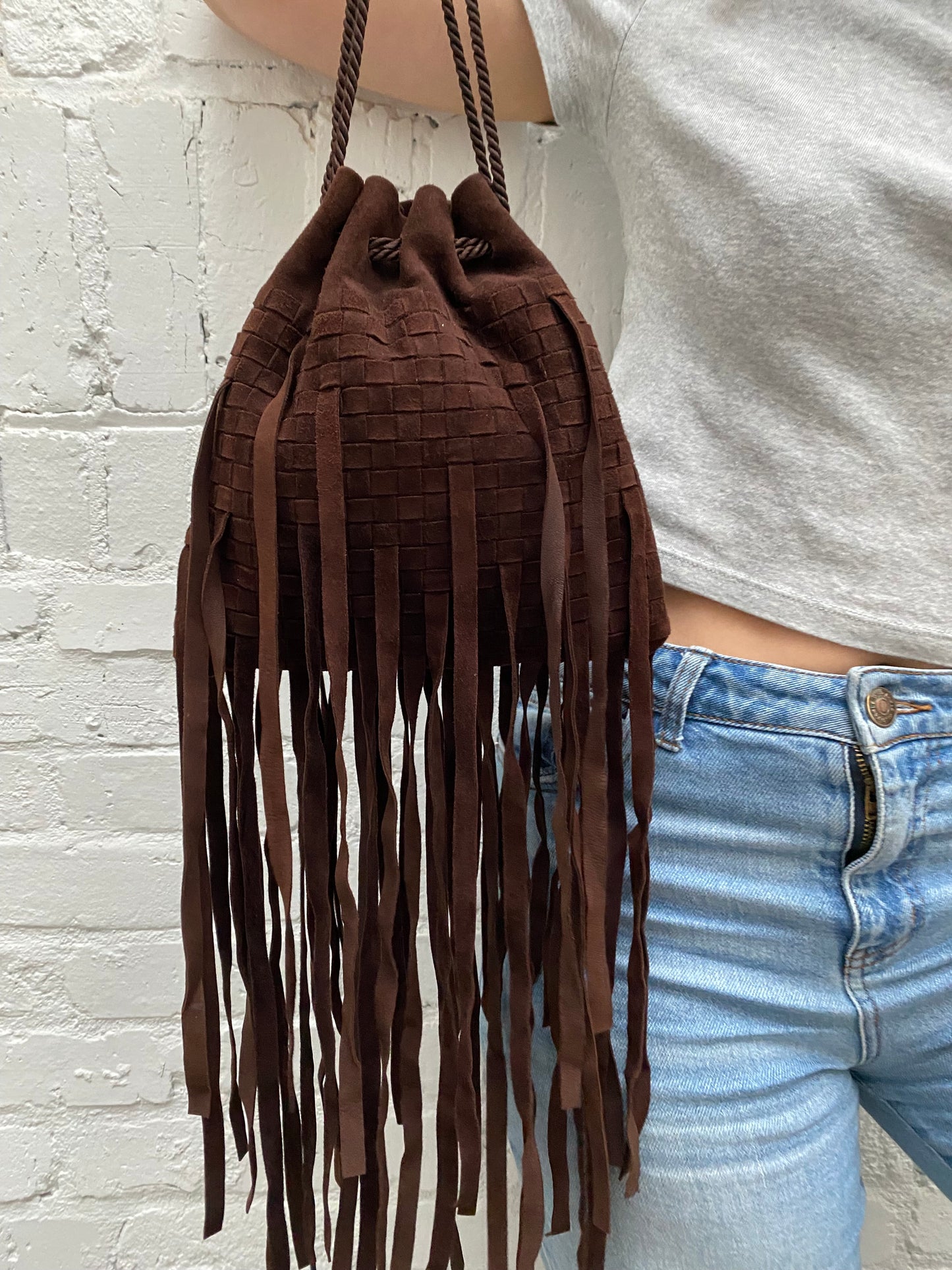 Bottega Veneta Brown Suede Fringe Bag