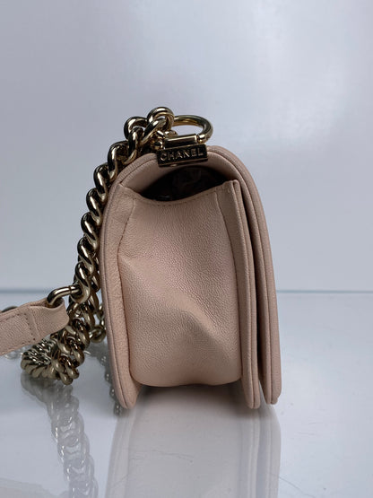 Chanel Small Boy Bag Light Pink Caviar Leather GHW