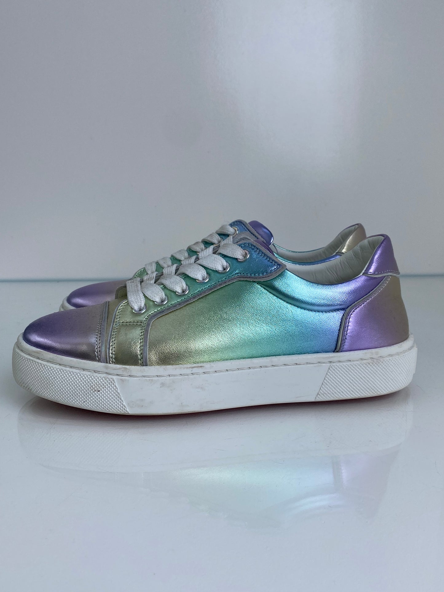 Christian Louboutin Green & Purple Metallic Vieririssima Sneakers, 39.5