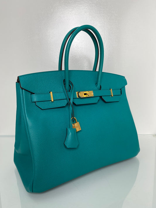 Hermes Birkin 35 Bleu Paon Epsom GHW #R